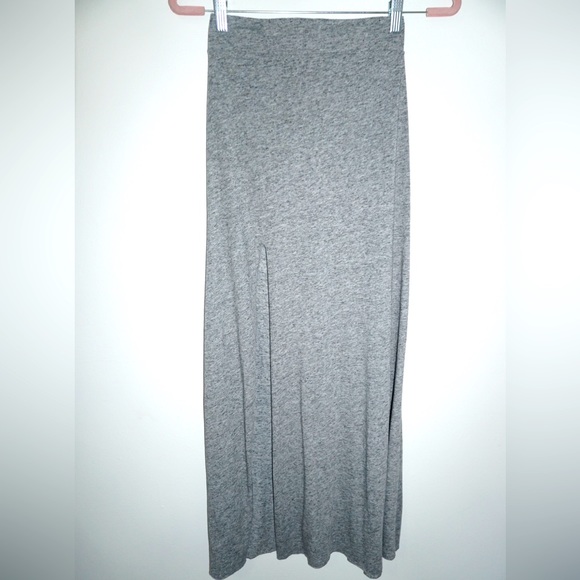 H&M Skirts Hm Divided Grey Ribbed Aline Single Front Slit Maxi Skirt Size S Poshmark